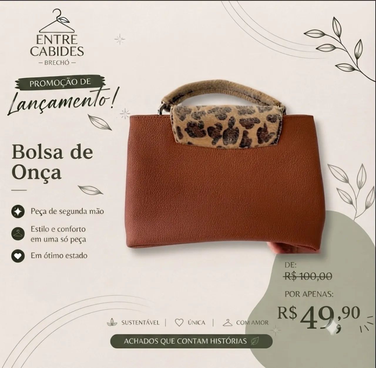 BOLSA ESTÉTICA DE ONÇA EM ÓTIMO ESTADO!  - Foto 3