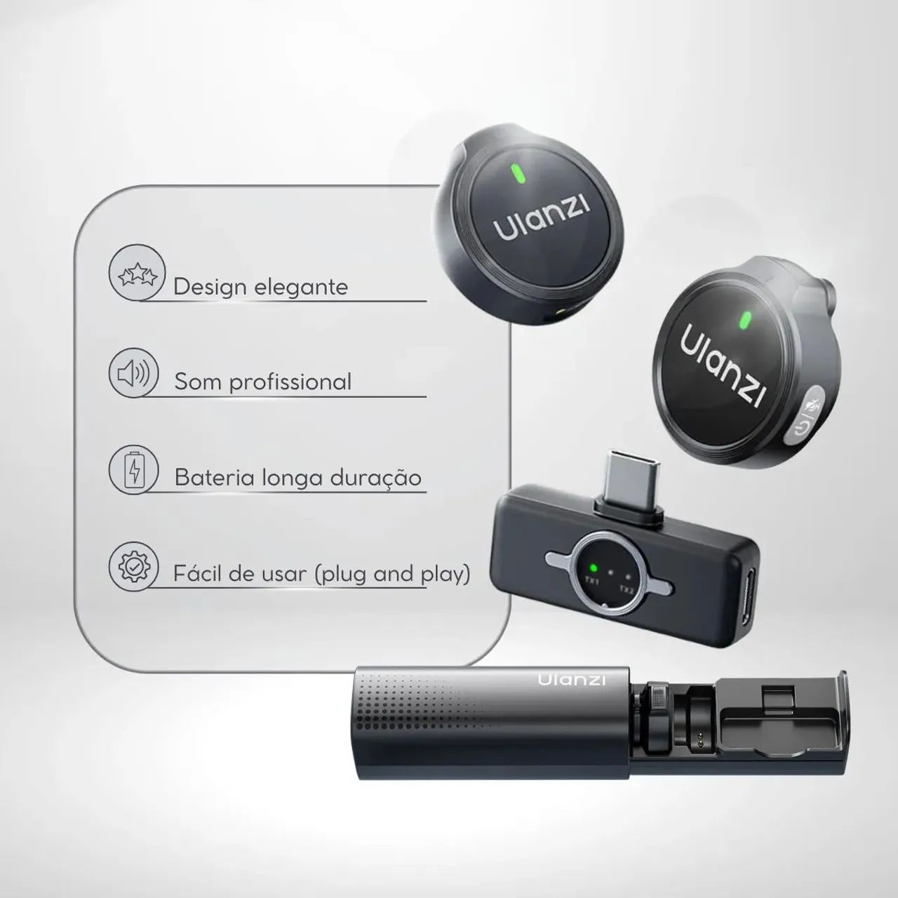 Microfone lapela A21 Ulanzi anti ruído para smartphone