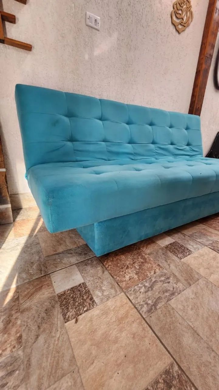 Sofá cama na cor azul /turqueza. - Foto 4
