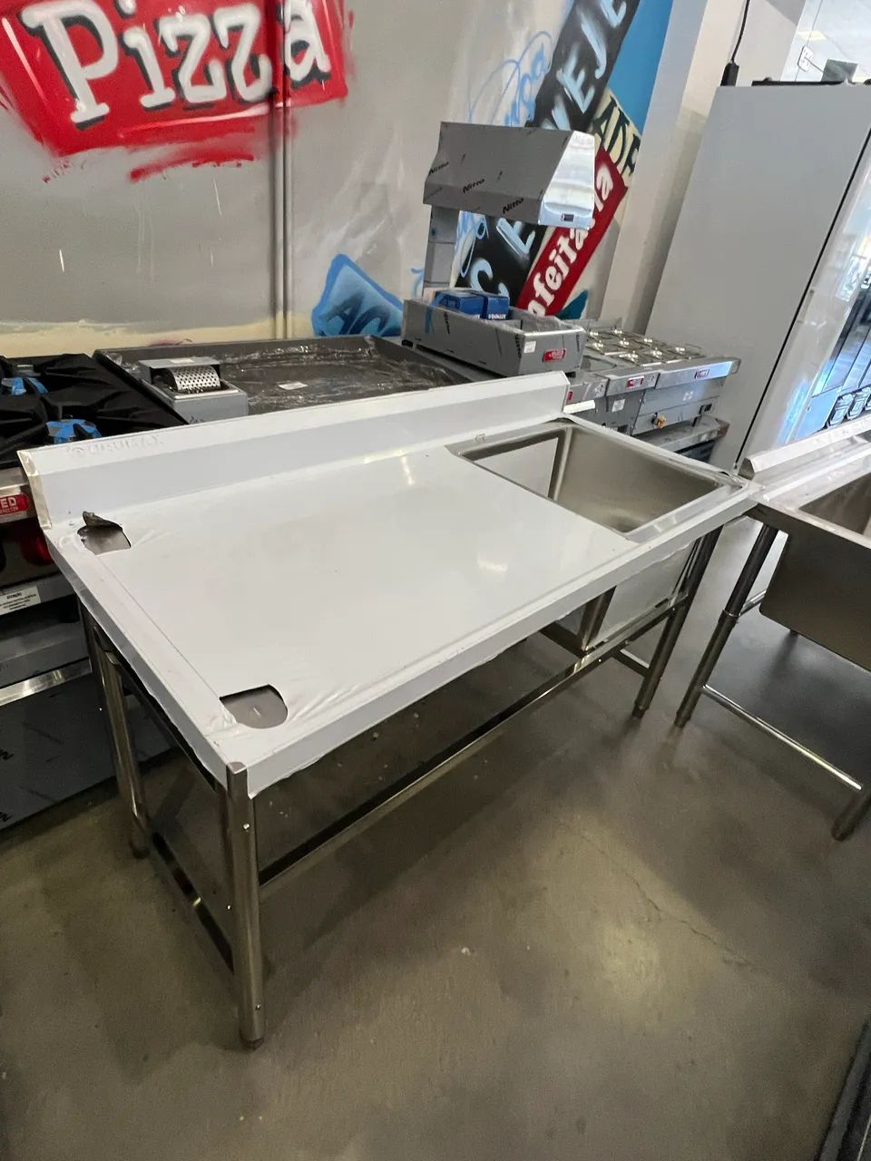 Bancada inox 1.50m cuba lado direito - pronta entrega 