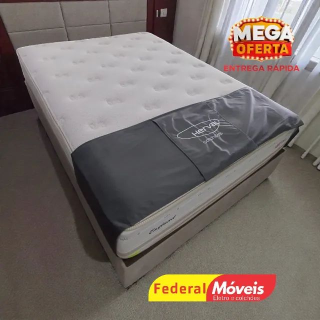 Cama Box Casal 1,38m Base + Colchão c/ Molas e Pillow - Promoção!