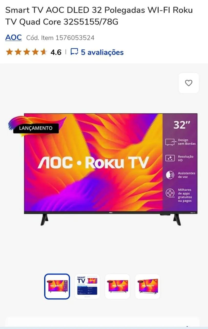 SMART TV AOC ROKU 32 '' - Foto 2