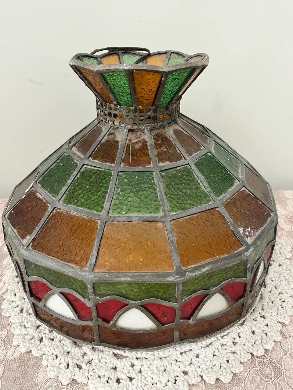 Lustre vitral antigo 35cm  - Foto 5