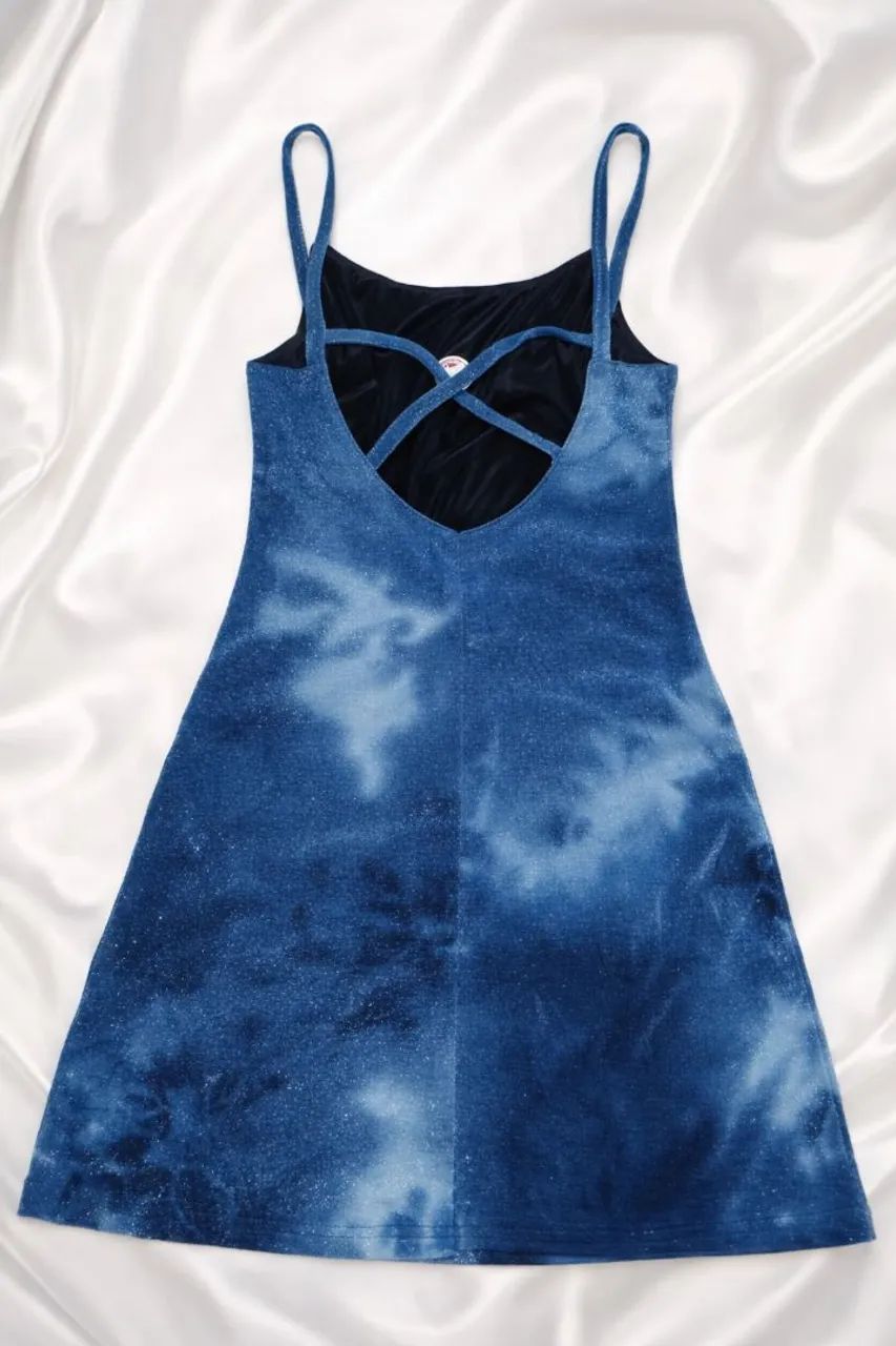 Vestido com brilho, azul mesclado M - Foto 2