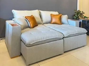 Sofá Cama Bel. (2,38m) em Linho ? Dividimos Em Até 10x Sem Juros - Foto 4