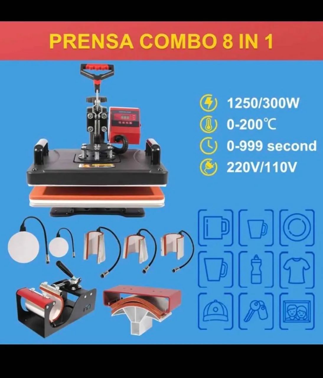 Prensa térmica10 em 1 , nova na caixa 220v Completa - Foto 5