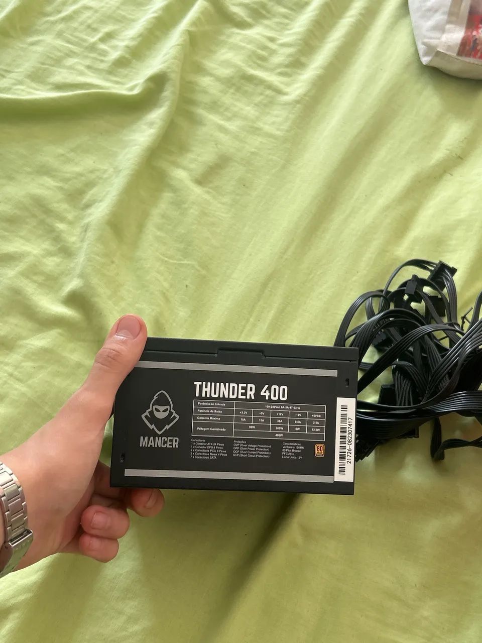 Fonte Mancer Thunder 400W 80 Plus Bronze - Funcionando Perfeitamente - Foto 2