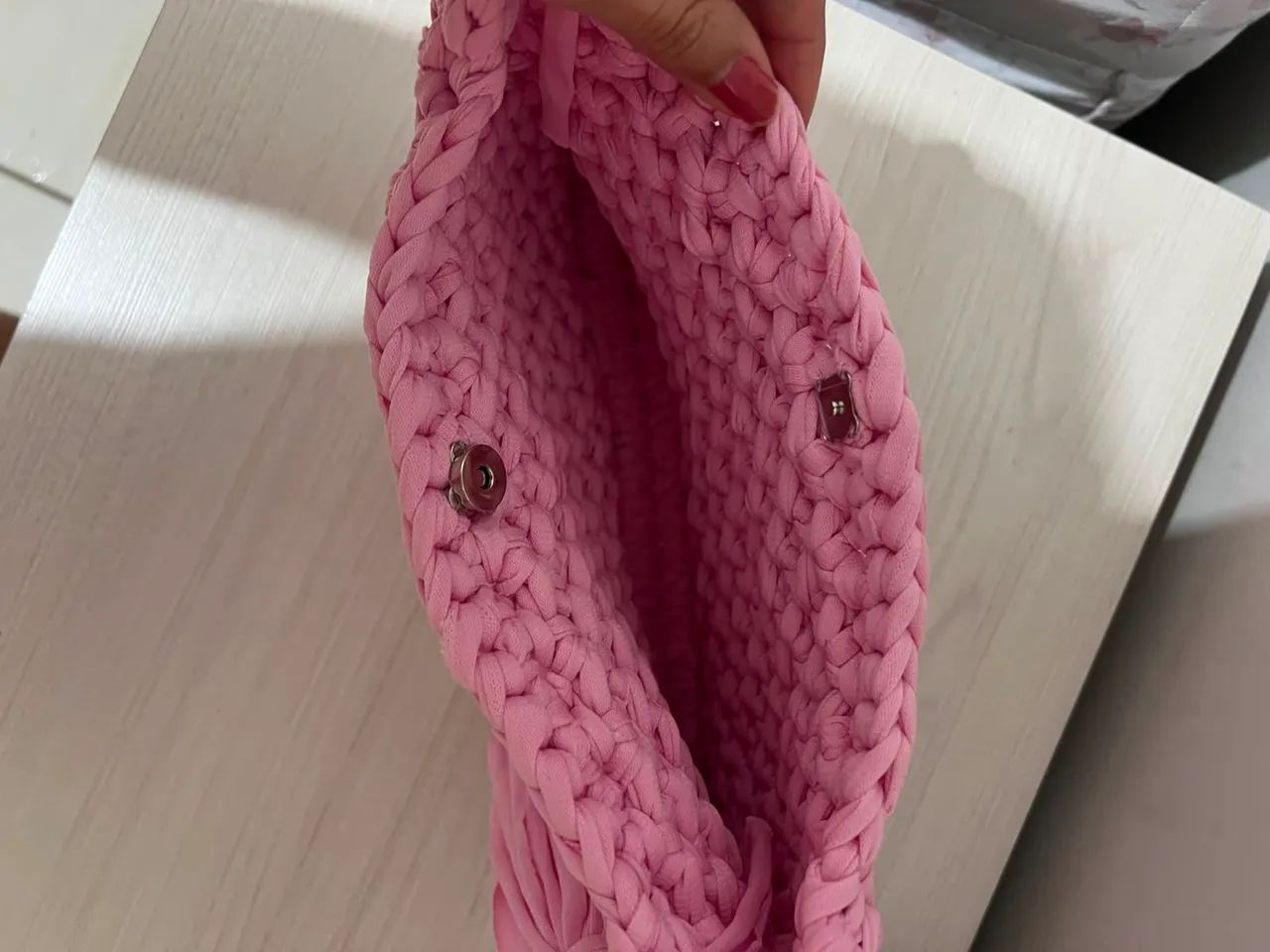 Bolsa de tricô Rosa  - Foto 4