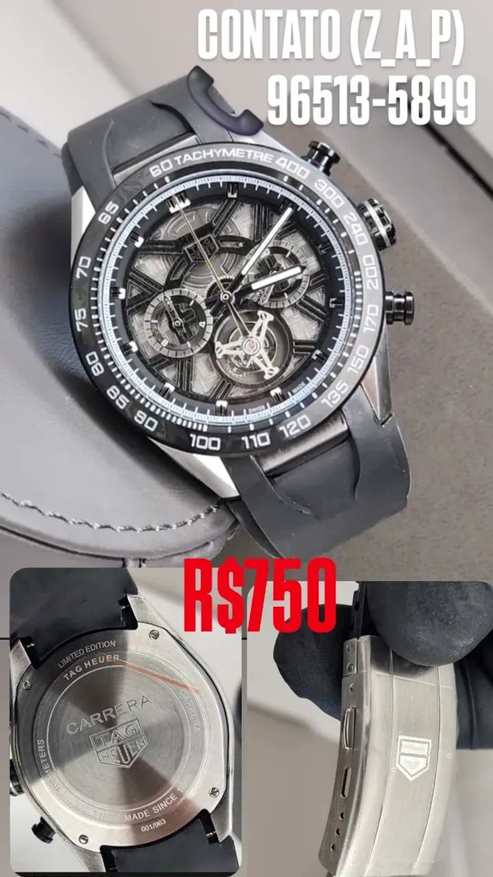 Relógio TAG HEUER CARRERA MULTIFUNCIONAL SKELETON ALL BLACK  - Foto 3