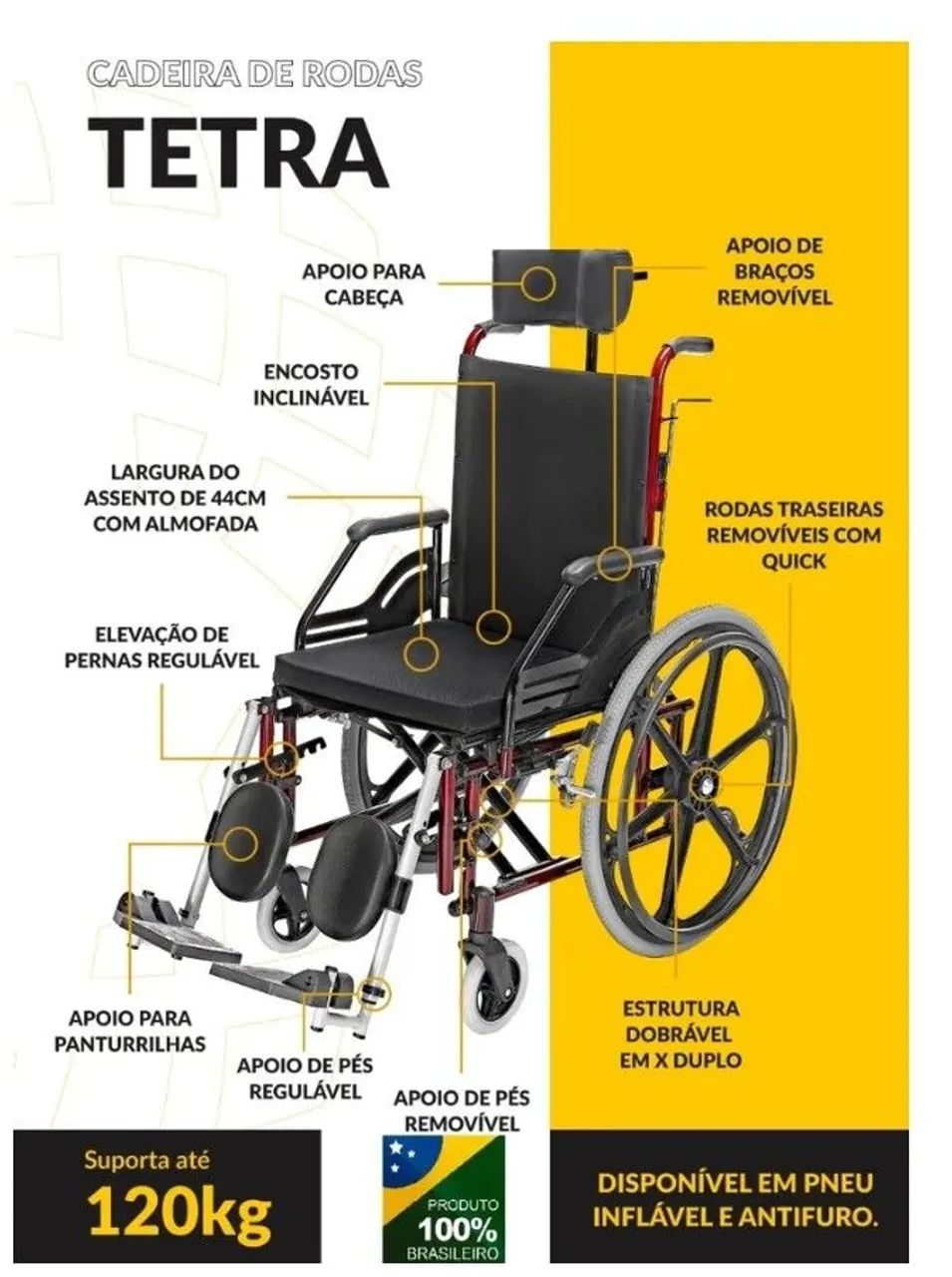 Cadeira de roda reclinável  - Foto 3