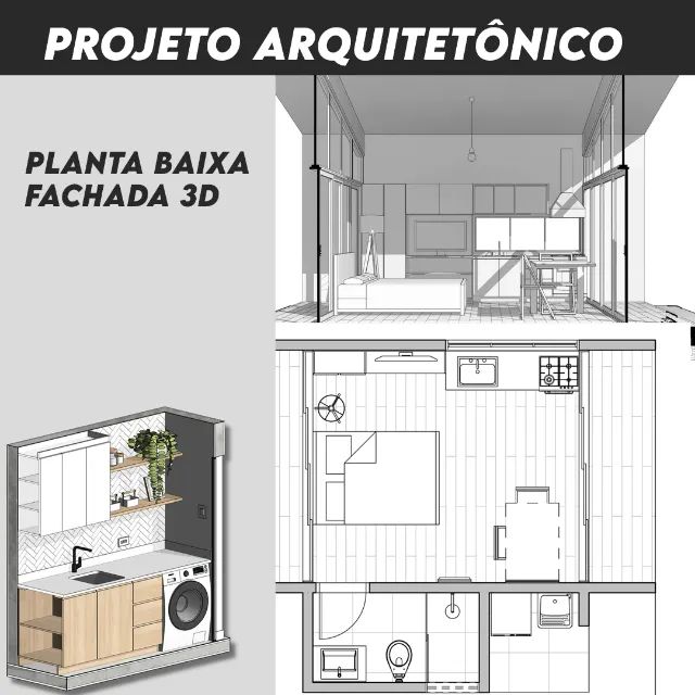 PROJETO ARQUITETÔNICO //  PLANTA BAIXA + FACHADA 3D - Foto 3
