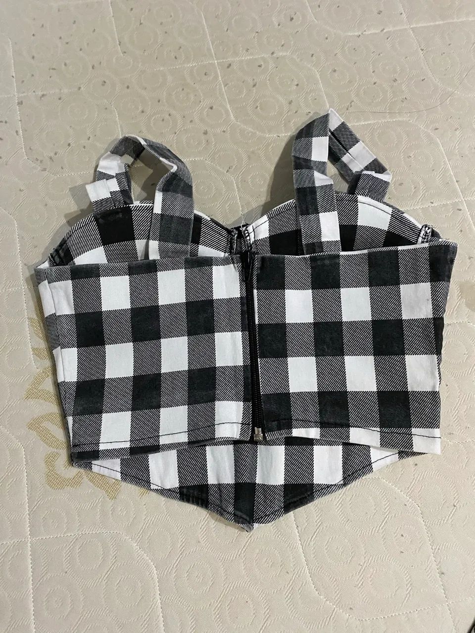 Corselet xadrez preto e branco - Foto 2