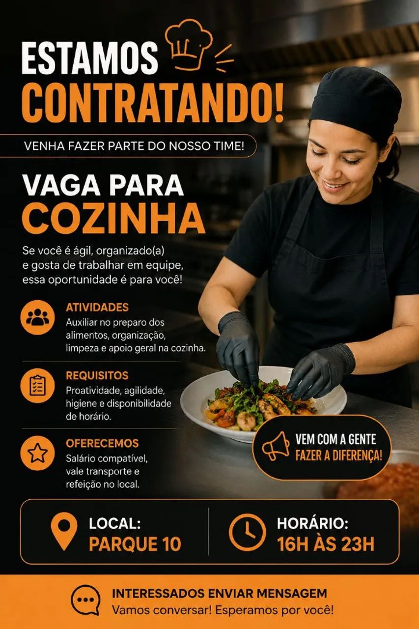 Vaga pra trabalho em cozinha 