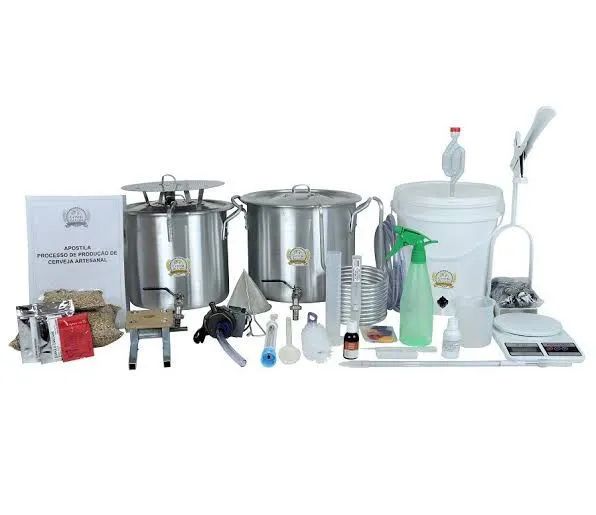 Kit panelas e utensílios para produção de cerveja artesanal 