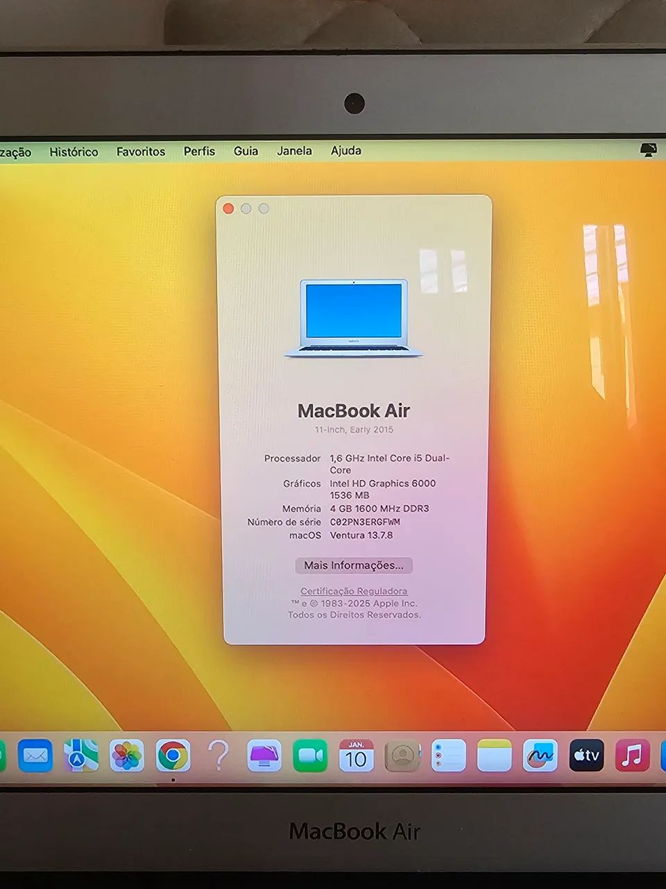 MacBook Air 11 i5 | macOS Ventura | Revisado e Funcionando