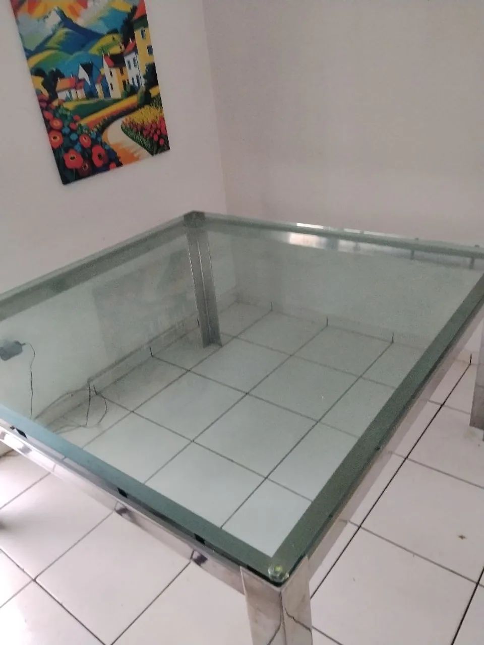 Mesa vidro e aço cromado R$ 1.200 - Foto 2