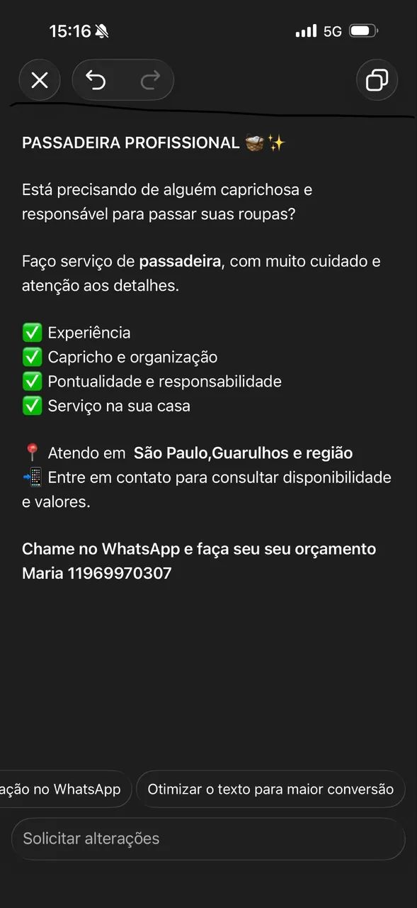 Passadeira profissional 