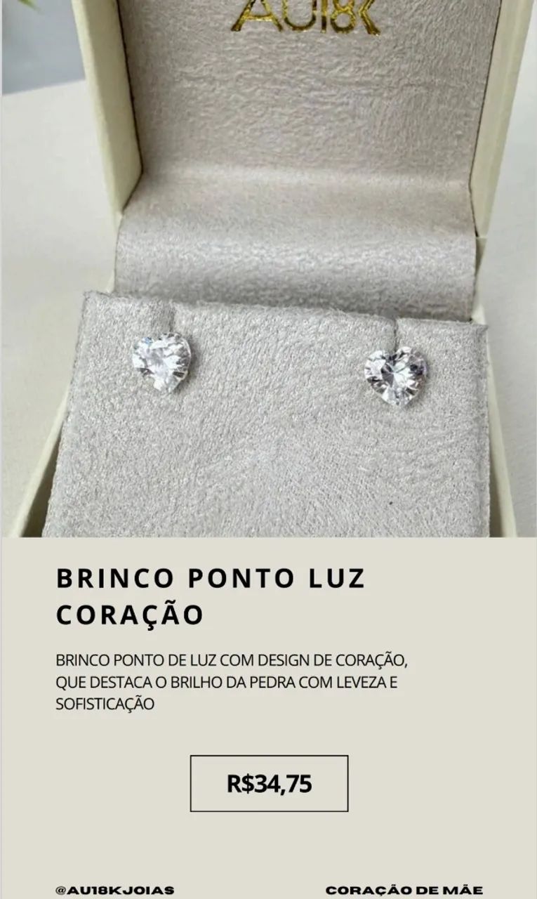 Brinco Ponto de Luz Coração em Prata 925