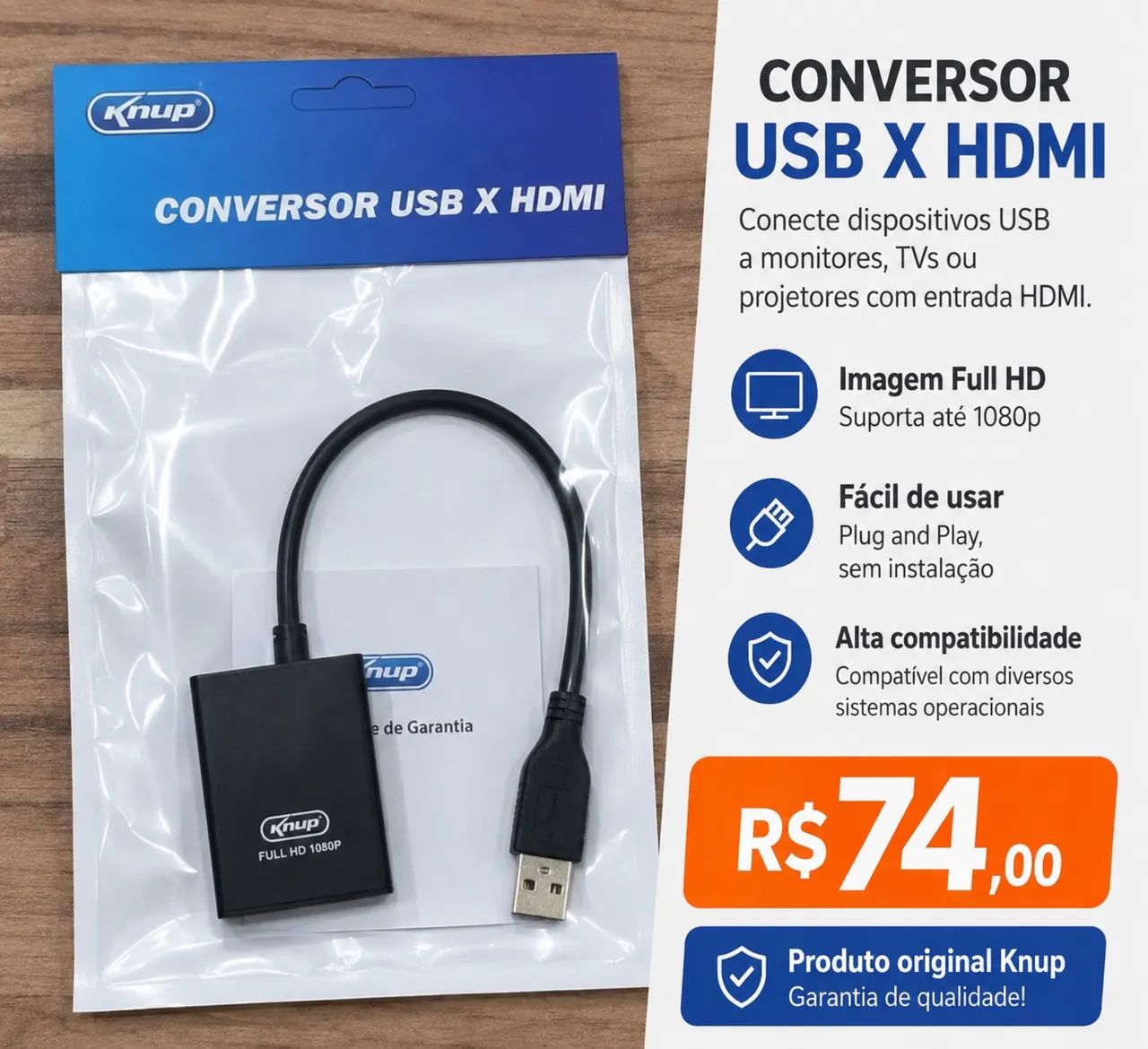 CONVERSOR USB X HDMI - KNUP 