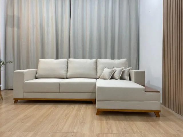 Sofá Chaise 2,50m Linho Bege | Alto Padrão - Foto 4