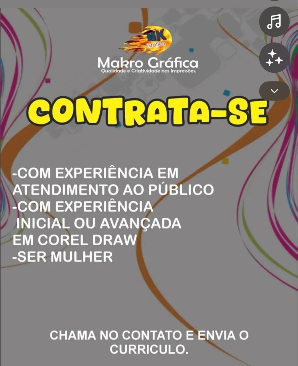 Vaga para vendedora e design