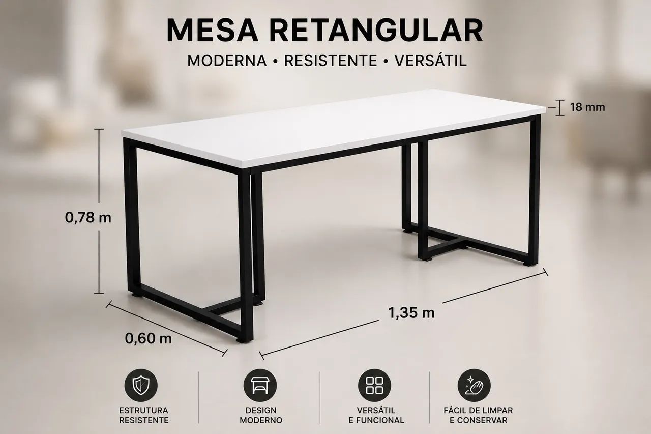 Mesa nova multiuso em MDF e metal - Foto 3