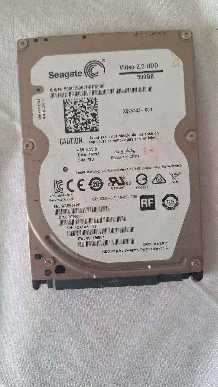 Vendo um HD Seagate 2,5 Polegadas 500GB R$110