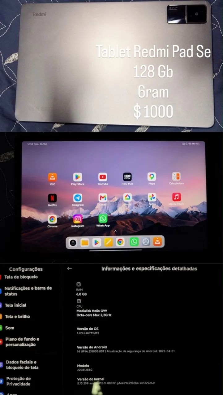 Tablet redmi pouco usado