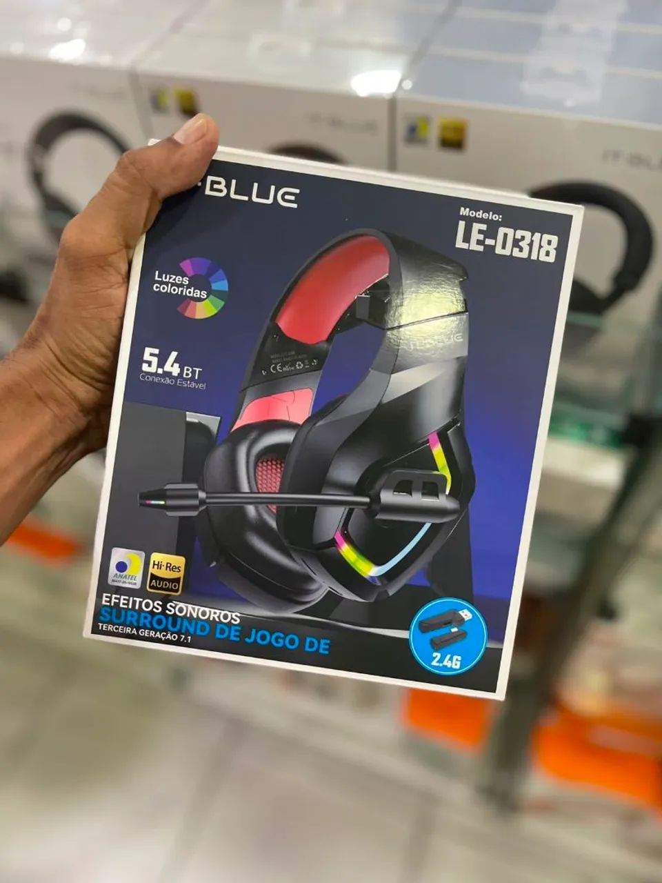 Headphone bluetooth game com led e microfone 