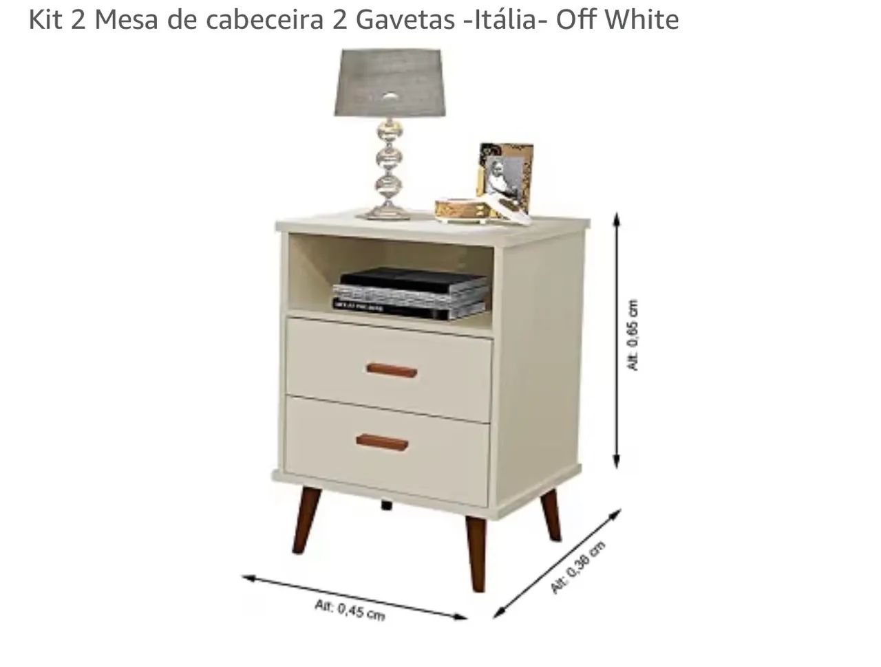 Kit 2 mesas de cabeceiras com 2 gavetas off white  - Foto 2