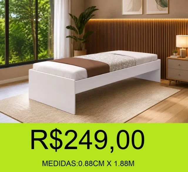 Cama de solteiro alta qualidade  - ripas reforçadas