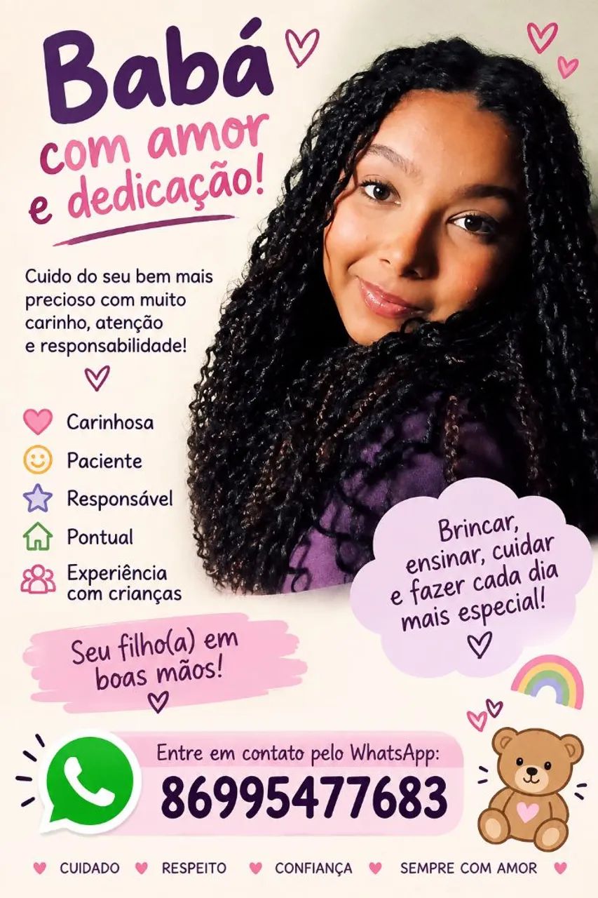 Babá com carinho e responsabilidade!