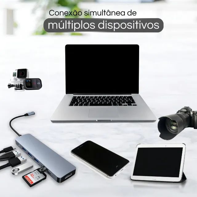 Hub Usb 7 Em 1 Conexão Tipo-c Alta Velocidade USB 3.0 , HDMI ,SD E MICRO SD - Foto 2
