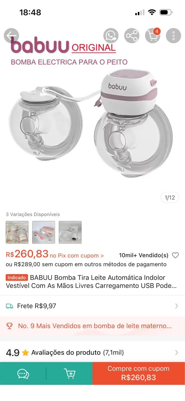 Bomba tira leite eletrica 