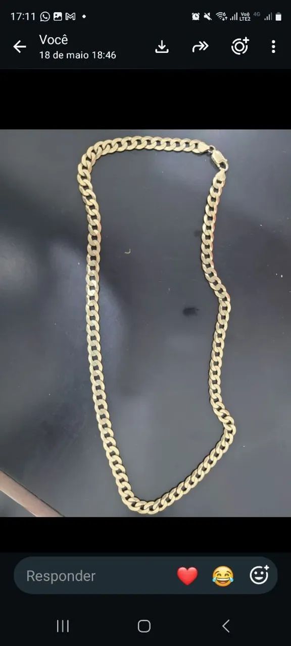 Corrente de prata 925, banhada a ouro 