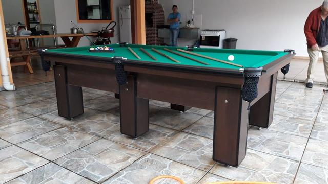 Mesa de Sinuca Tabaco 6 Pés Tecido Verde Modelo CTA6343