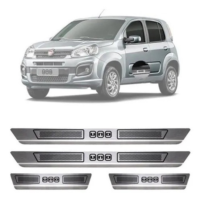 Soleira Aço Inox Escovado Fiat Uno 4pts - Grafia Original