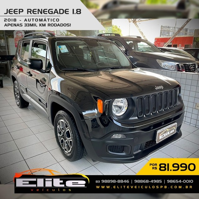 JEEP RENEGADE 1.8 AUTOMÁTICO COMPLETO C/ 33 MIL KM RODADOS 2018/2018