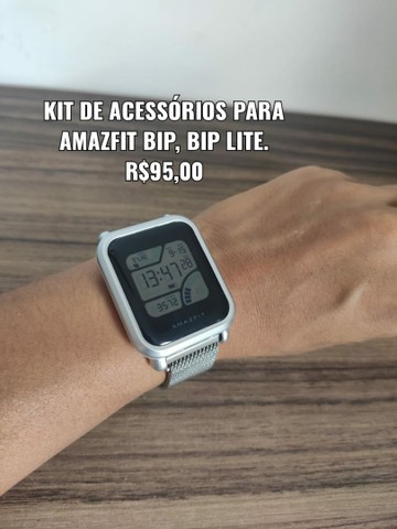 Kit Pulseira Magnética Prata para Amazfit Bip, Lite  - Foto 3