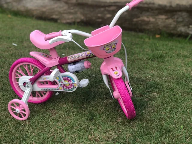 Triciclo Infantil Menina Velotrol Tico Tico Festa Rosa Com Aro E Cestinha
