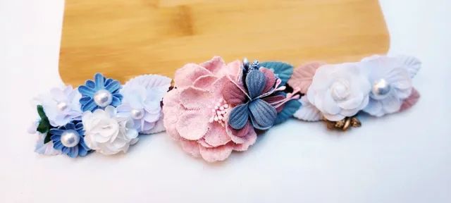 Prendedor de Cabelo Floral Arranjo para Noiva Daminha Criança Batizado Igreja etc - Foto 5
