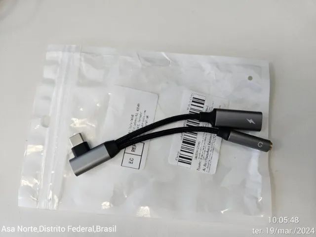 Cabo Adaptador Y Tipo C em L 90° graus para P2 e Tipo C para celular - Foto 2