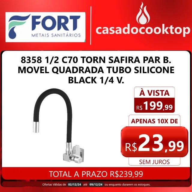 8358 1/2 C70 TORN SAFIRA PAR B. MOVEL QUADRADA TUBO SILICONE BLACK 1/4 V.