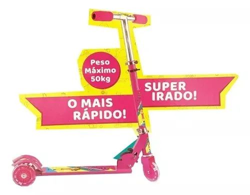 Patinete Menina Girl Rodinhas Veloz Luzes Ajuste Altura Rosa - Foto 2
