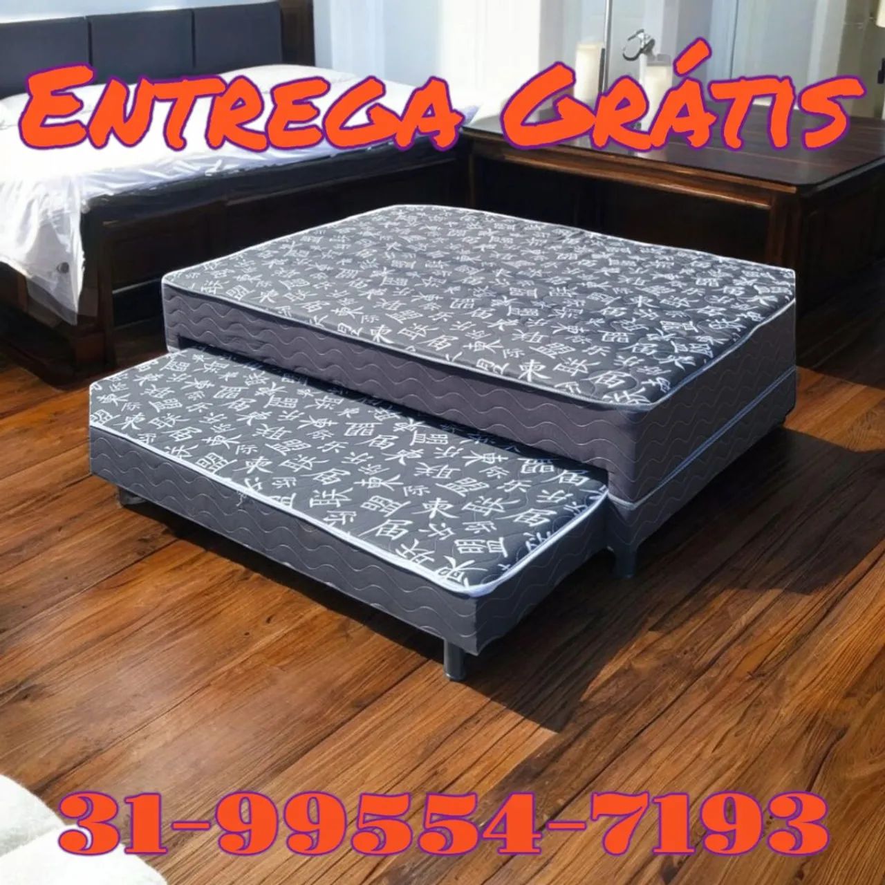 CAMA CASAL BOX COM CAMA SOLTEIRO AUXILIAR / DIRETO DA FÁBRICA 