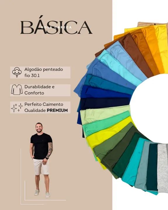 Camisas Básicas - Algodão Penteado - Gola Careca