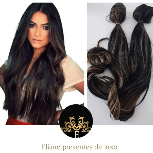 2 Telas duplas  cabelo bio humano morena iluminada.