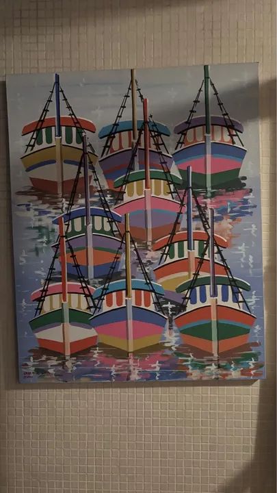 Quadro de Barcos Coloridos - Decoração Náutica - Foto 2