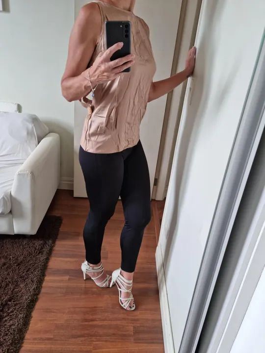 regata de seda nunca usada, rosa chá, m - Foto 2