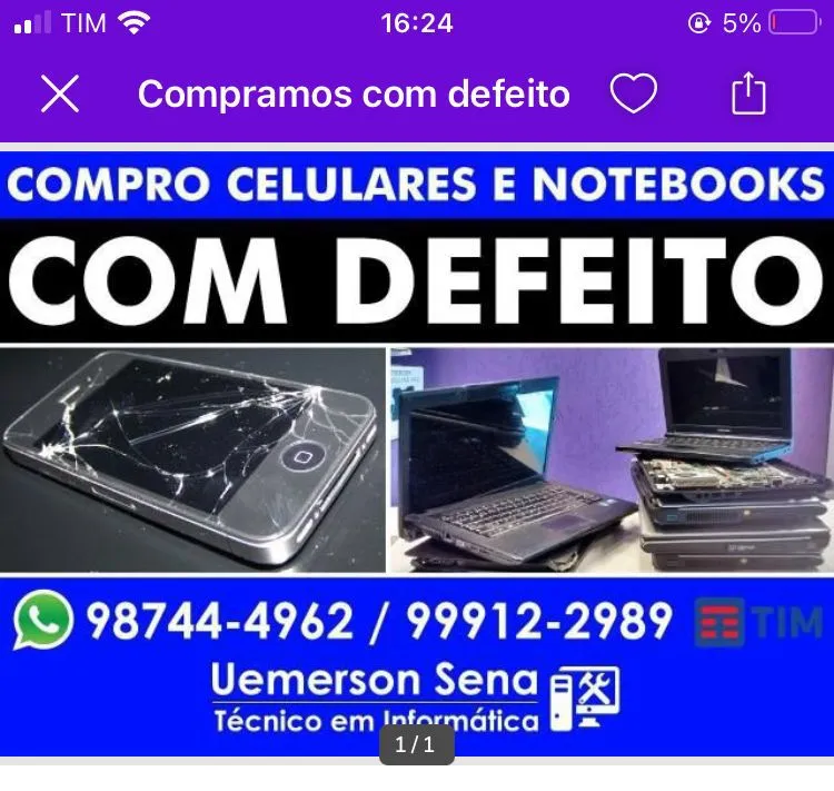 NOTEBOOK COM DEFEITO 